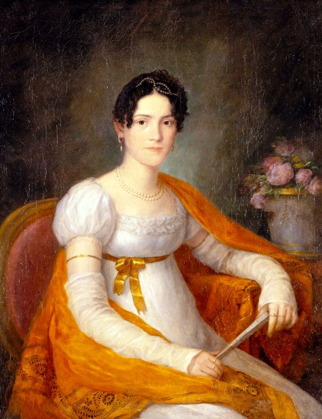 Retrato de joven dama con abanico by Agustín Esteve