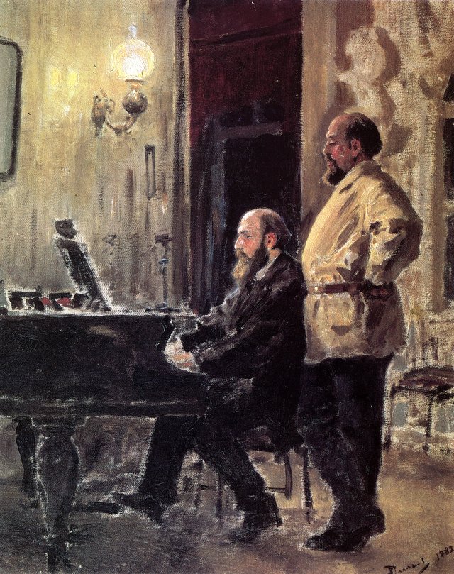 S-i-mamontov-p-a-spiro-at-the-piano by Vasily Polenov