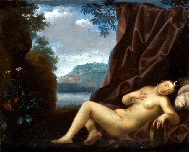 Diana resting with a landscape beyond by Toussaint Gelton