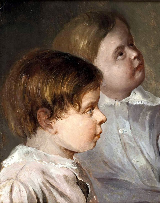 Double portrait of the two small sons of the Artist by Albert Schindler