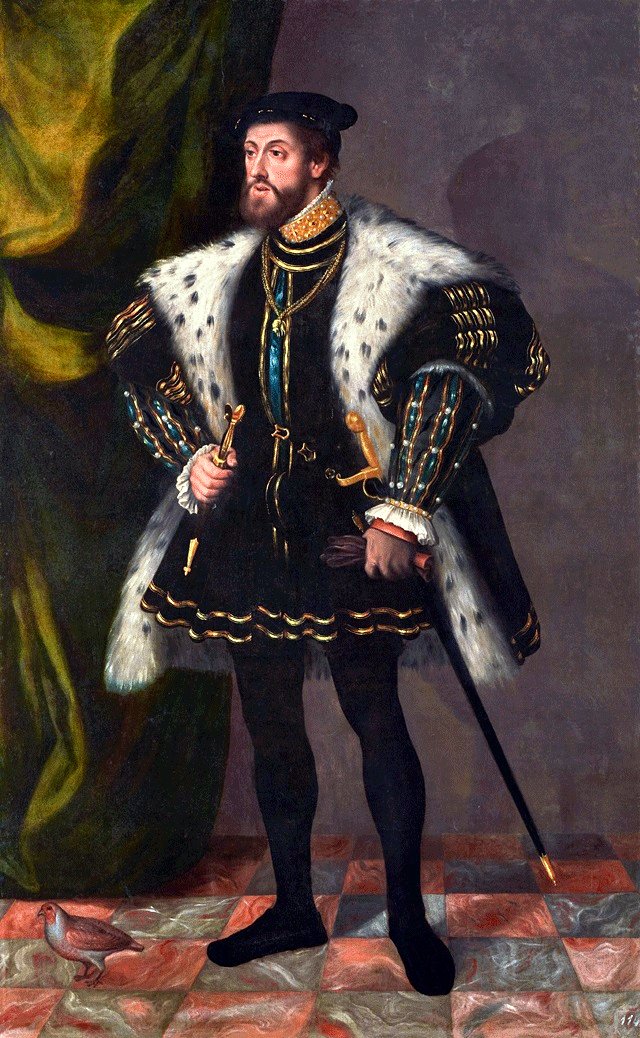 Charles V in a cape lined with wolf skin by Jakob Seisenegger