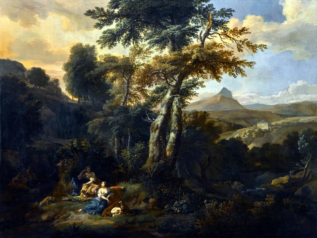 Landscape with Diana and her nymphs by Johannes Glauber