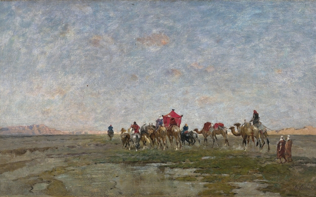 Karawane in der Wüste by Alberto Pasini