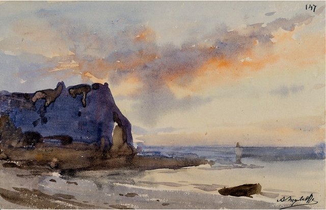 Sunset at Etretat by Alexey Bogolyubov