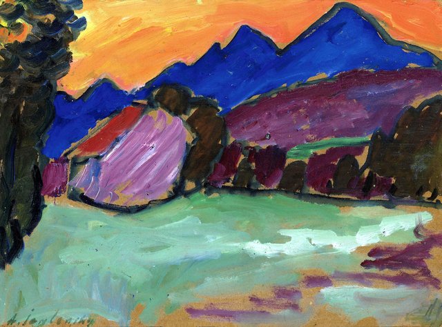 Roter Abend - Blaue Berge by Alexej von Jawlensky