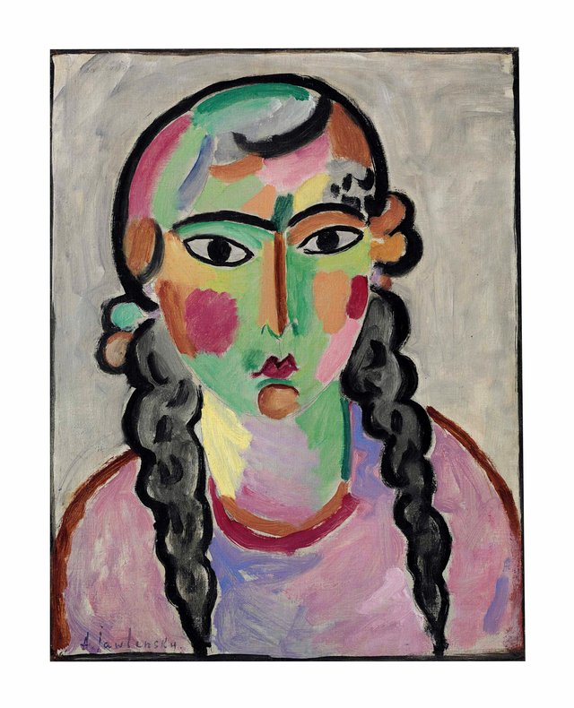 Das blasse Mädchen mit grauen Zöpfen by Alexej von Jawlensky