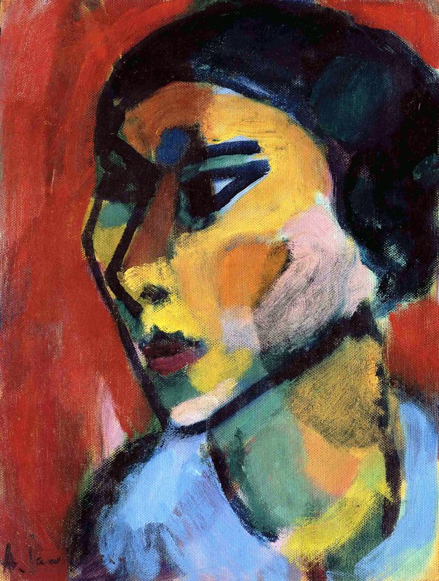 Frauenkopf im dreiviertel Profil by Alexej von Jawlensky