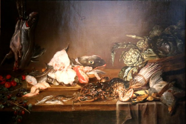 Nature morte avec fruits, poissons, légumes et volailles by Alexander Adriaenssen