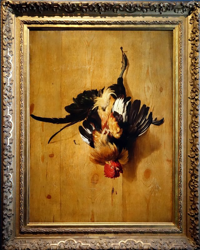 Dead rooster by Melchior d'Hondecoeter