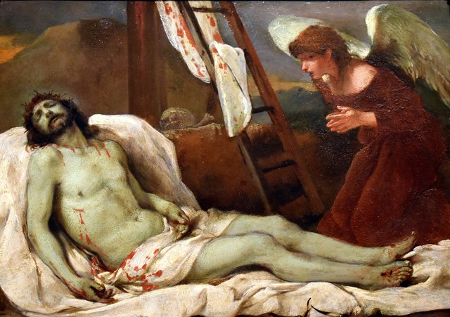 Un Ange adorant le Christ mort by Andrea di Leone