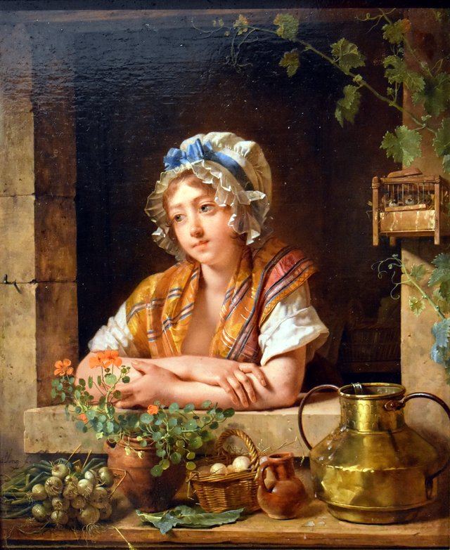 Jeune Paysanne à sa fenêtre by Martin Drolling