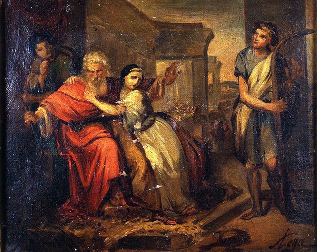 David who calms the cravings of Saul troubled by the evil spirit with the sound of the harp (preparatory sketch) by Silvestro Lega