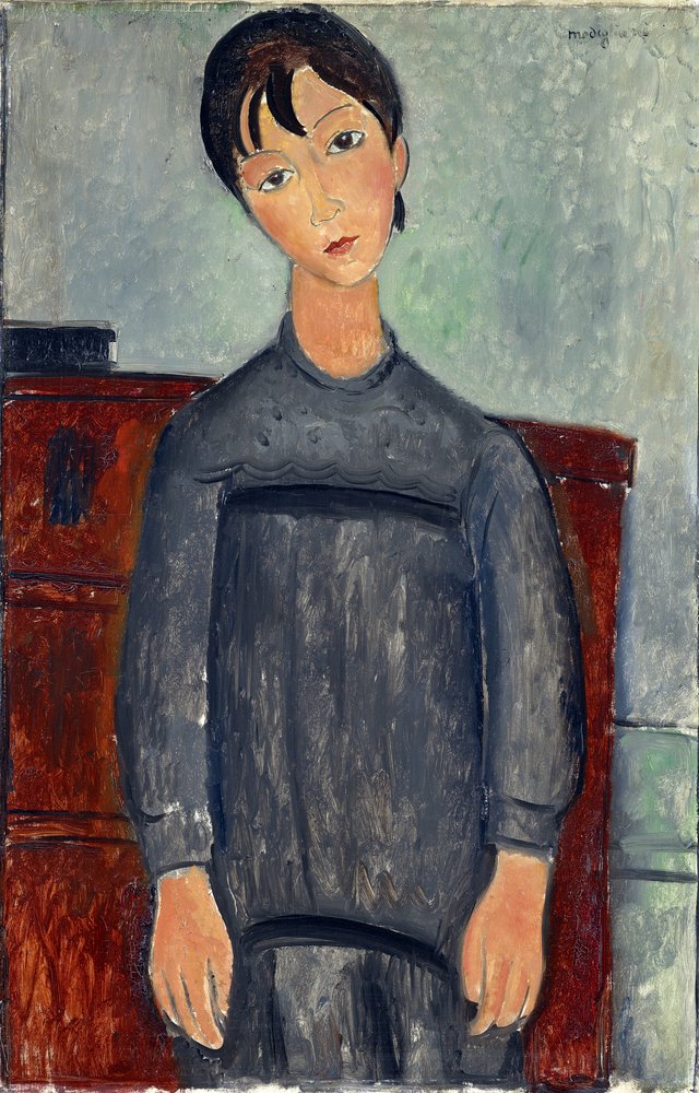 Girl Standing in Black Pinafore by Amedeo Modigliani