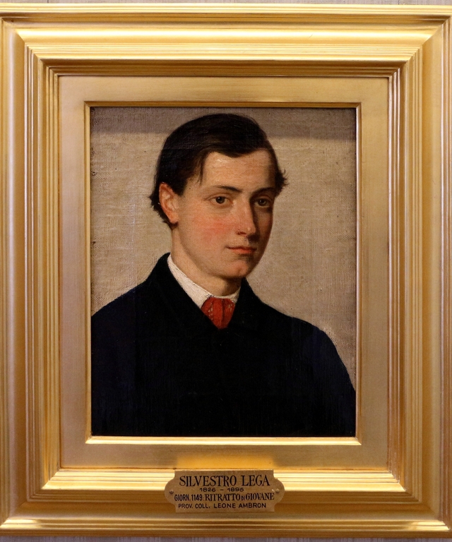 Portrait of a young man by Silvestro Lega