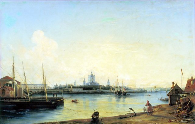 View of the Smolny monastery from Bol'shaya Ohta by Alexey Bogolyubov