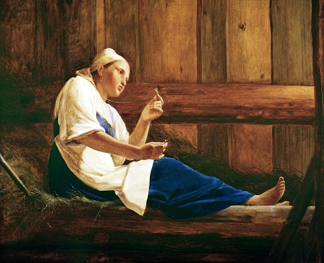 Girl in a Hay Loft by Alexey Venetsianov