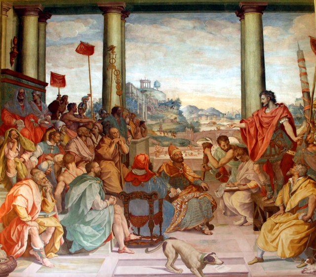 Consul Flaminius speaks to the Achaean Council by Alessandro Allori