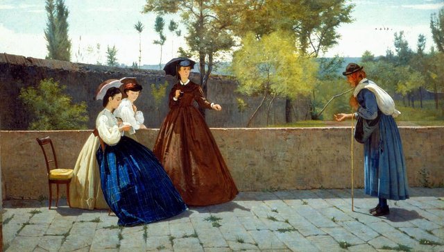 Almsgiving by Silvestro Lega
