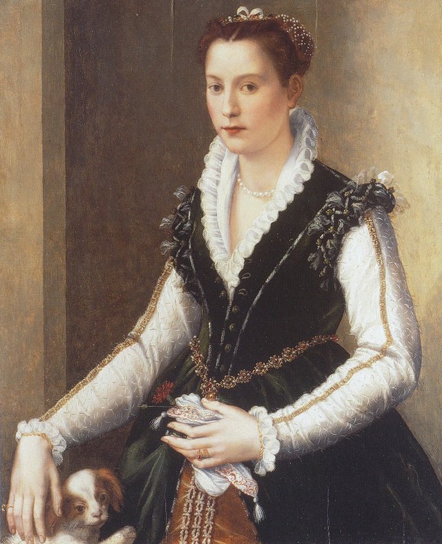 Isabella de' Medici Orsini with a Dog by Alessandro Allori