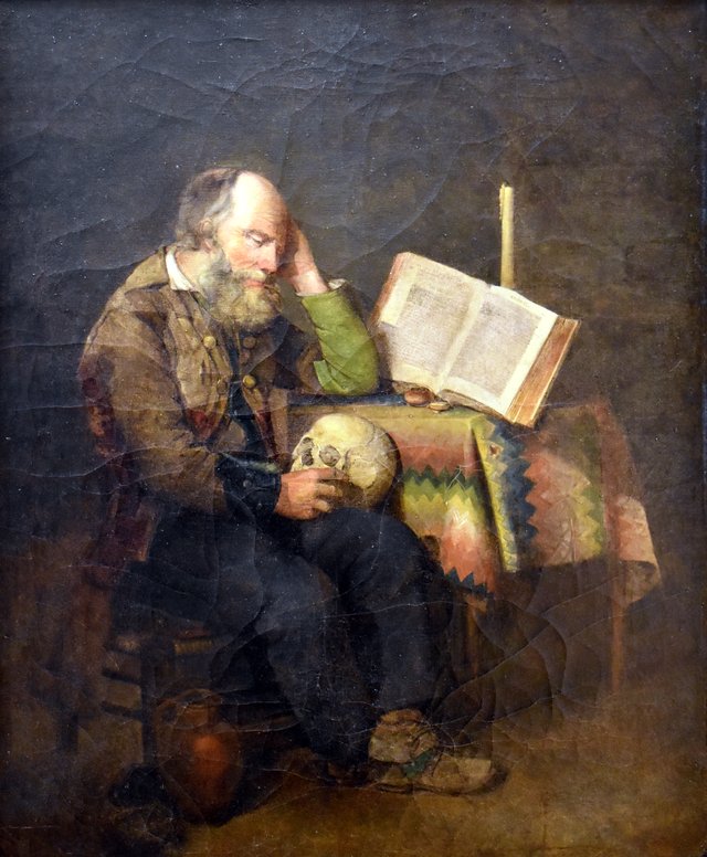 Vieillard méditant sur une tête de mort by François Marius Granet