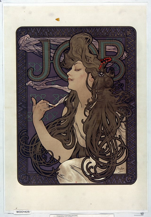 Advertisement for Job cigarettes. by Alphonse Mucha