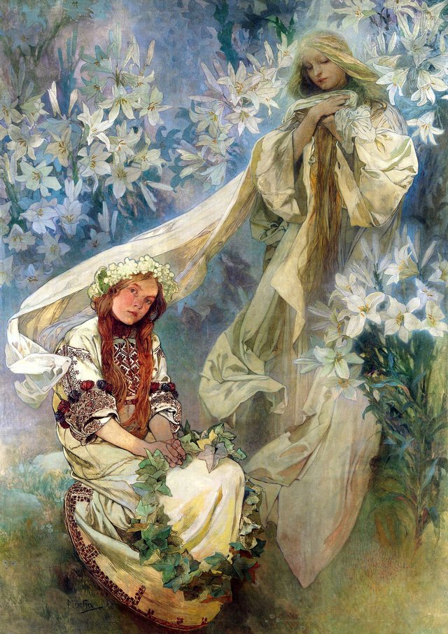Madonna of the Lilies by Alphonse Mucha