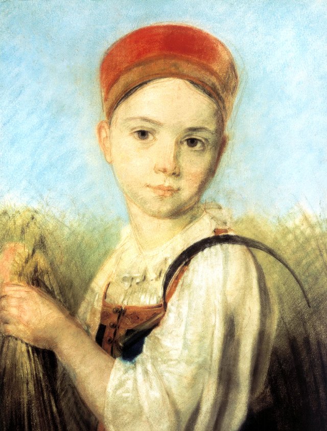 Peasant Girl with a sickle in the Rye by Alexey Venetsianov