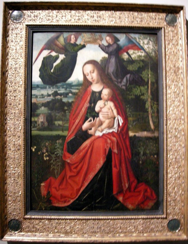Marienkrönung mit zwei Engeln by Ambrosius Benson