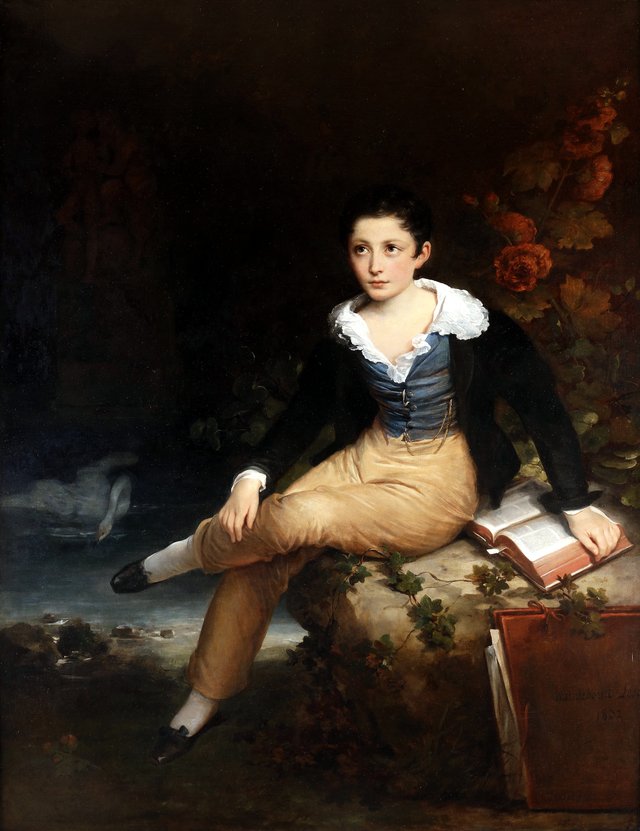 Portrait of Leon Haudebourt, the artist's son by Hortense Haudebourt-Lescot