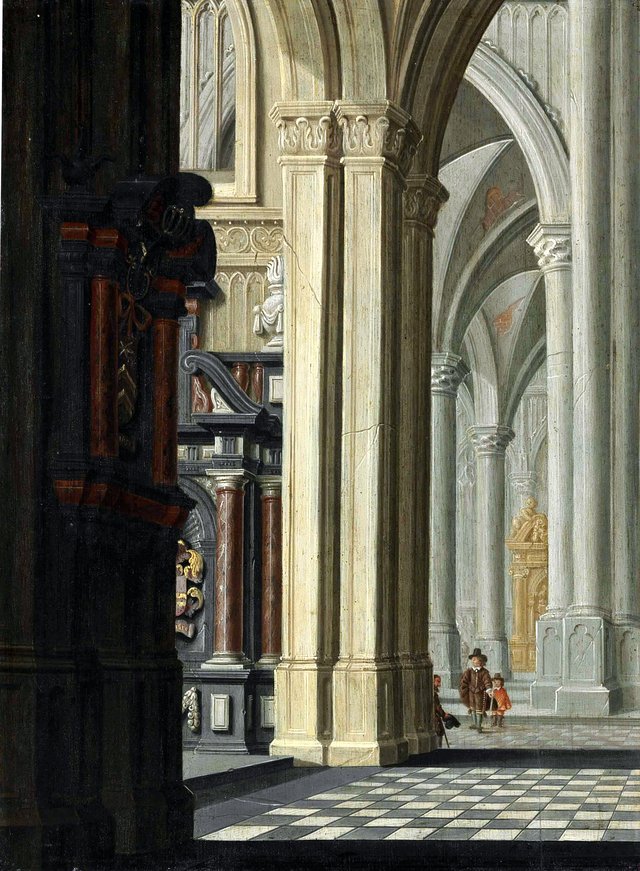 An imaginary church interior with Gothic vaults by Daniël de Blieck
