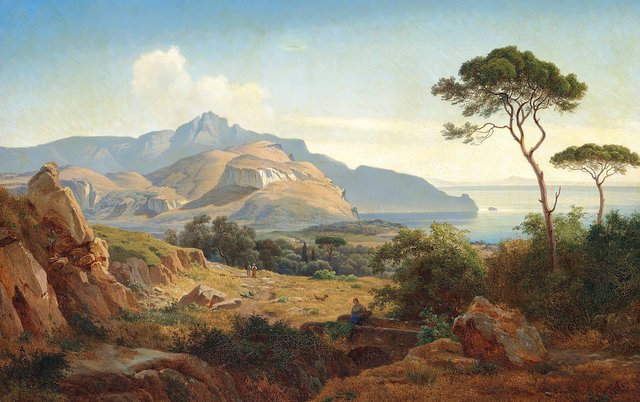 A view of the bay at Sorrento. by Anders Christian Lunde