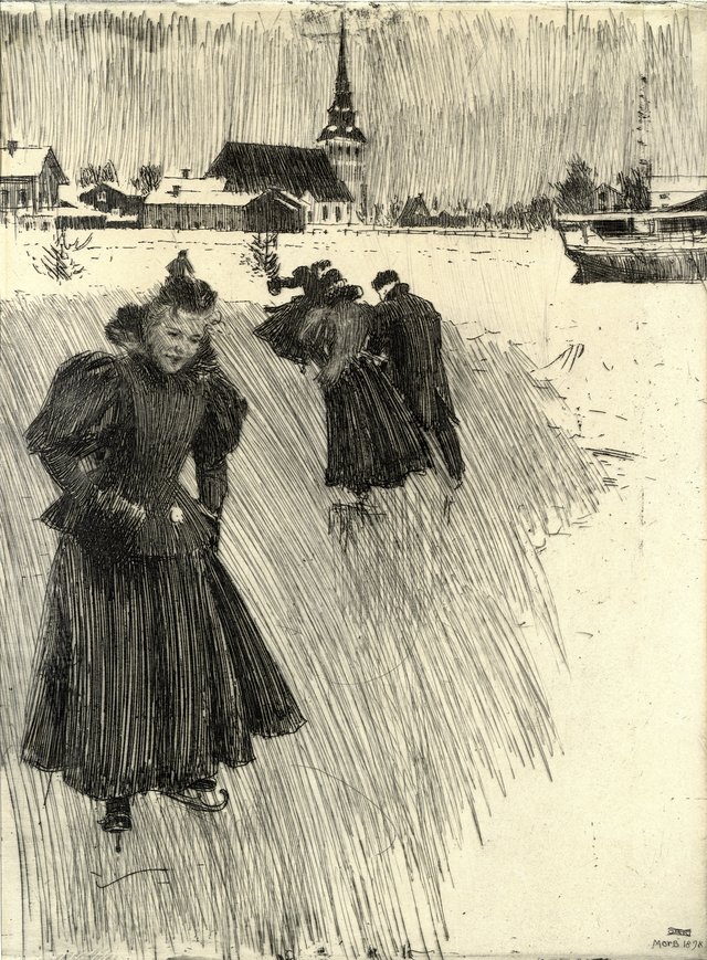 On the Ice at Mora by Anders Zorn