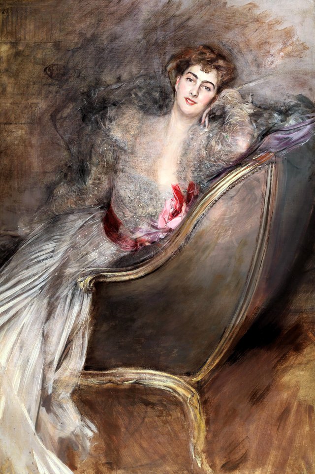 Lady reclining on bergère by Giovanni Boldini