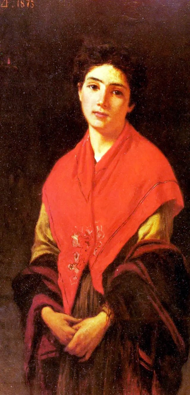 Woman in red by Federico Zandomeneghi