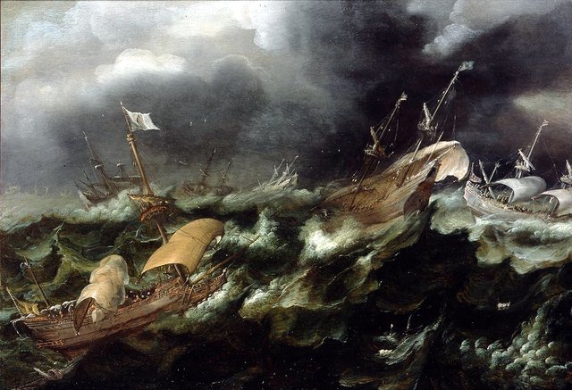 Ships in Stormy Seas by Andries van Eertvelt