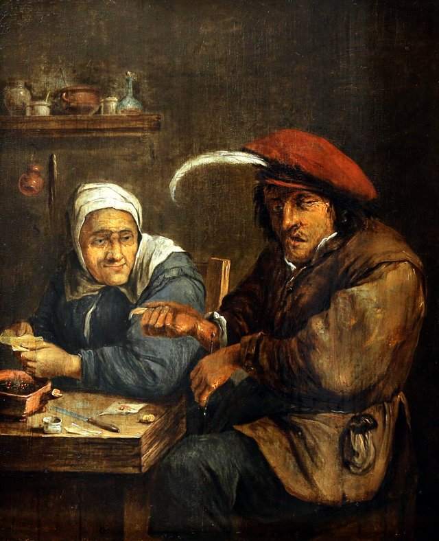 Interior with an old Woman and a Man Blood-letting (Allegory of the Sense of Touch) by Joos van Craesbeeck