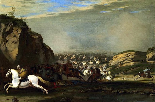 Cavalry Battle Between Turks and Christians by Aniello Falcone