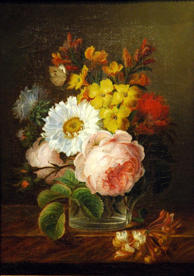 Bouquet de fleurs dans un verre d'eau by Anne Vallayer-Coster