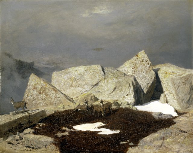Mountain Landscape with Chamois by Arnold Böcklin