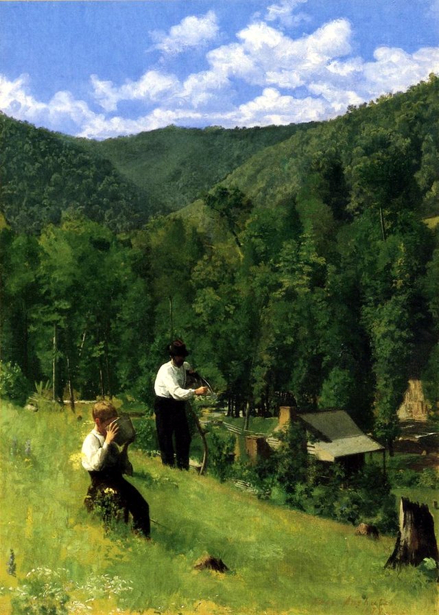 The Farmer and His Son at Harvesting by Thomas Pollock Anshutz