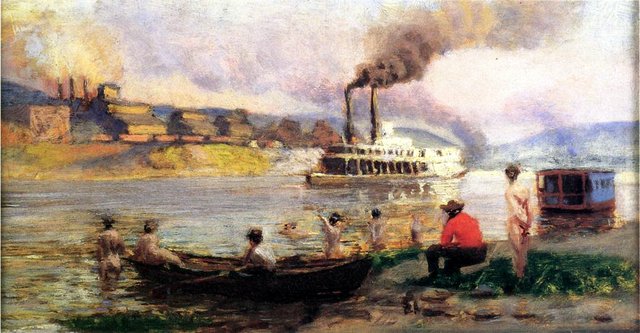 Steamboat on the Ohio by Thomas Pollock Anshutz
