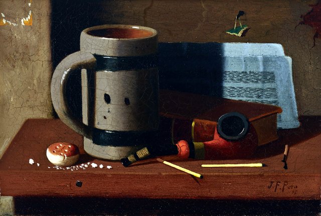 Tankard, Pipe, Matches and Biscuit by Thomas Pollock Anshutz