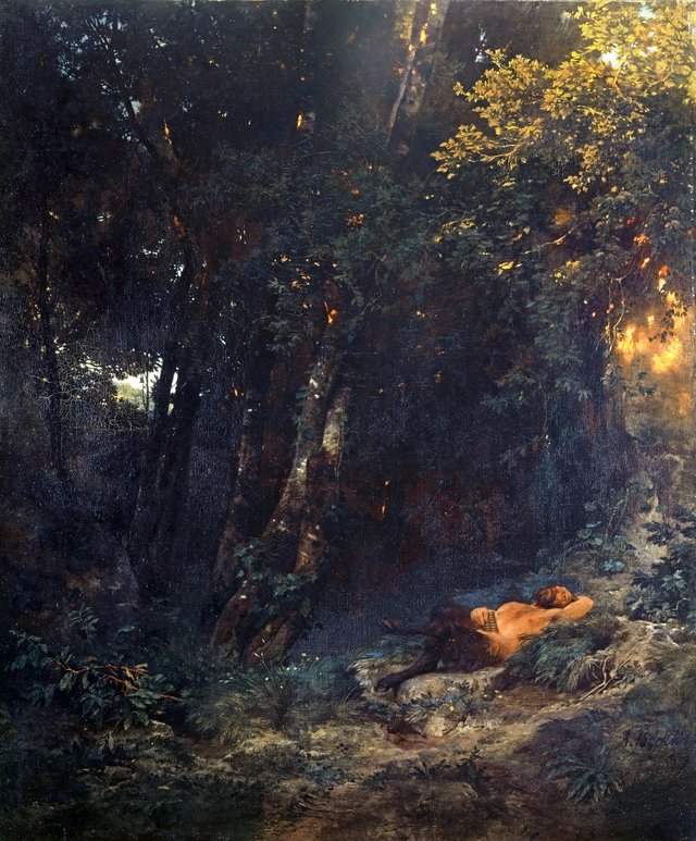 Forest Landscape with Reclining Pan by Arnold Böcklin