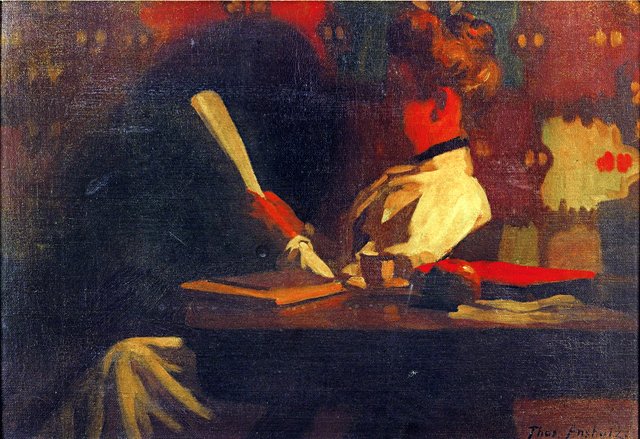 Woman in an interior, reading by Thomas Pollock Anshutz
