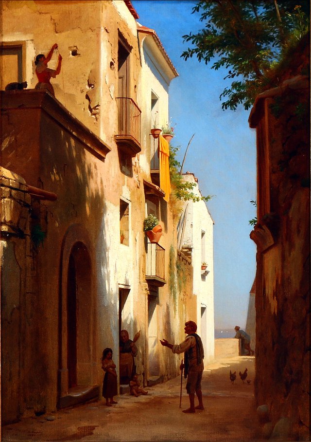 Street view from a Southern European village by Anton Dorph