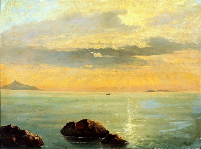 Sunset over the sea near Sorrento, Italy. by Anton Dorph