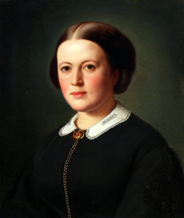 Portrait of a young lady, presumably from the Trampe family by Anton Dorph