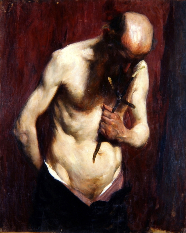 Hermit (Old Man with a Cross) by Anton Ažbe