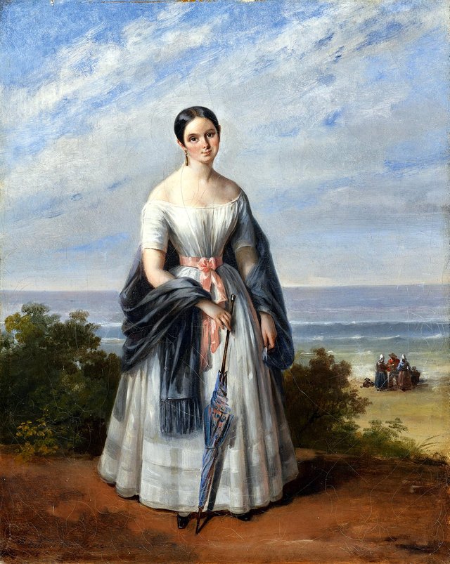 Portrait of the Countess of Espinay in a landscape by Hortense Haudebourt-Lescot