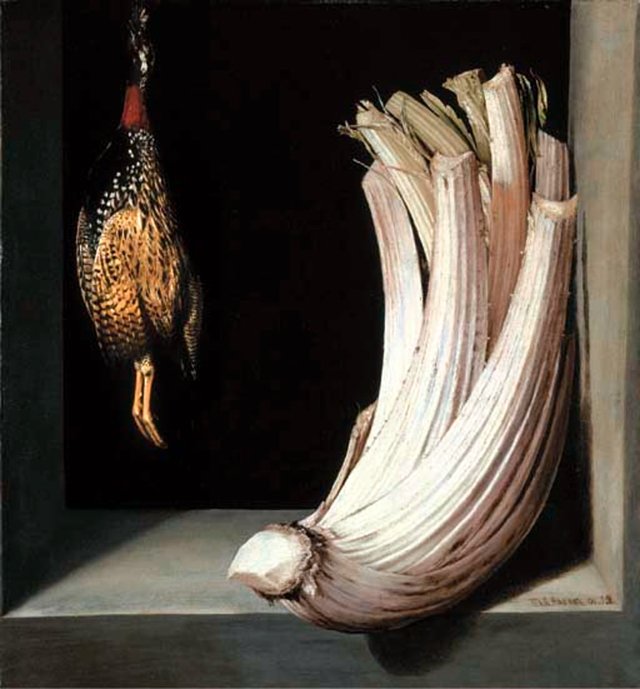 Still life with a cardoon and francolin by Juan Sánchez Cotán